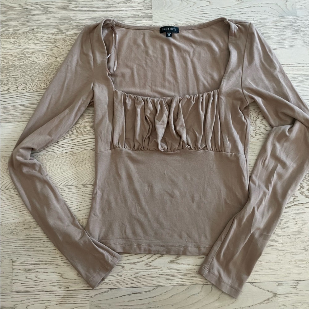 Dynamite Long Sleeve Ruched Top - Picture 4 of 4